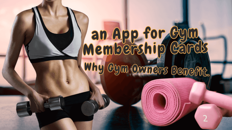 A person in gym wear holds dumbbells, with fitness equipment in the background. Text reads, "Discover the best app for membership cards and see how gym owners can boost loyalty and benefits.
